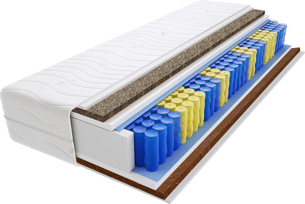 Matratze 100x190 cm Doppelmatratze, H4 Hart Federkernmatratze, Taschenfederkernmatratze 18 cm Hoch Kokosfaser Seegras Hypoallergene, HR-Schaum, Wen...