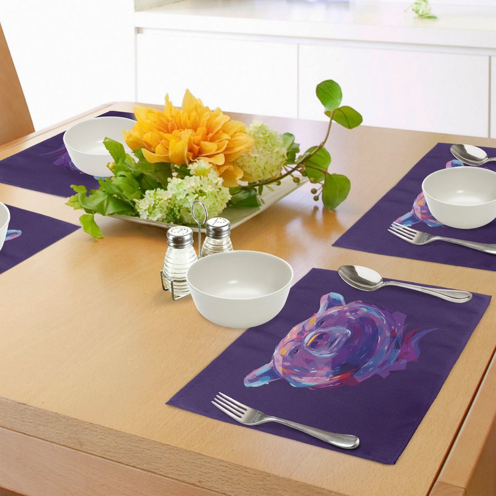 ABAKUHAUS Bär Platzmatten, Abstraktes Porträt mit Digital Brushstrokes-Tier-Maskottchen-künstlerischer Anzeige, Tiscjdeco aus Farbfesten Stoff f...