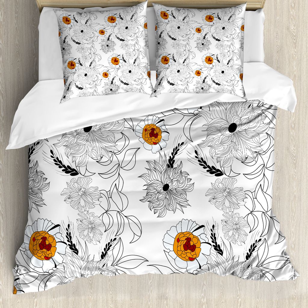 ABAKUHAUS Blumen Bettbezug, Blütenblätter Wachstum, Milbensicher Allergiker geeignet mit Kissenbezügen, 155 cm x 220 cm - 80 x 80 cm, Baby-Blau ...