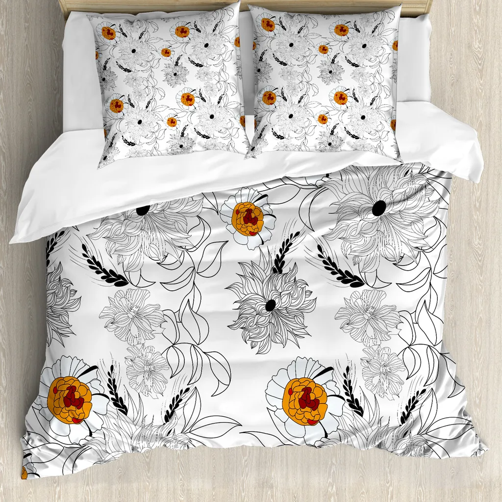 ABAKUHAUS Copripiumino Singolo Fiori 155x220 Anallergico