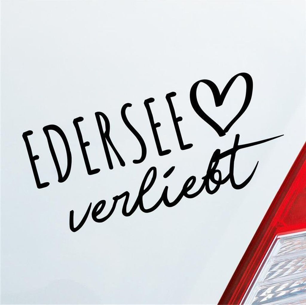 Auto Aufkleber Edersee verliebt Herz See Sea Liebe Car 19x9 cm Schwarz Matt Sticker Heckscheibenaufkleber