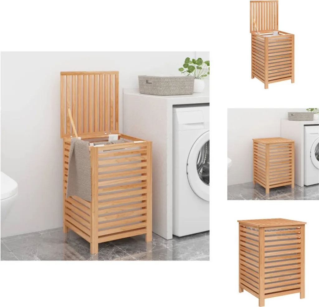 vidaXL Panier à linge 45x45x65 cm en bois de noyer massif robuste