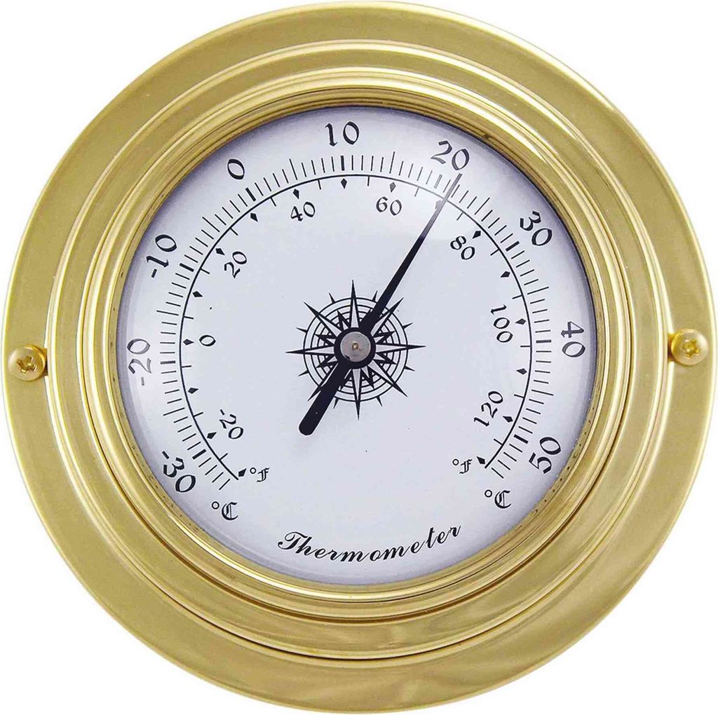 Thermometer aus Messing 9,8x6,3x3cm – Deko im Retro-Stil Produktbild 