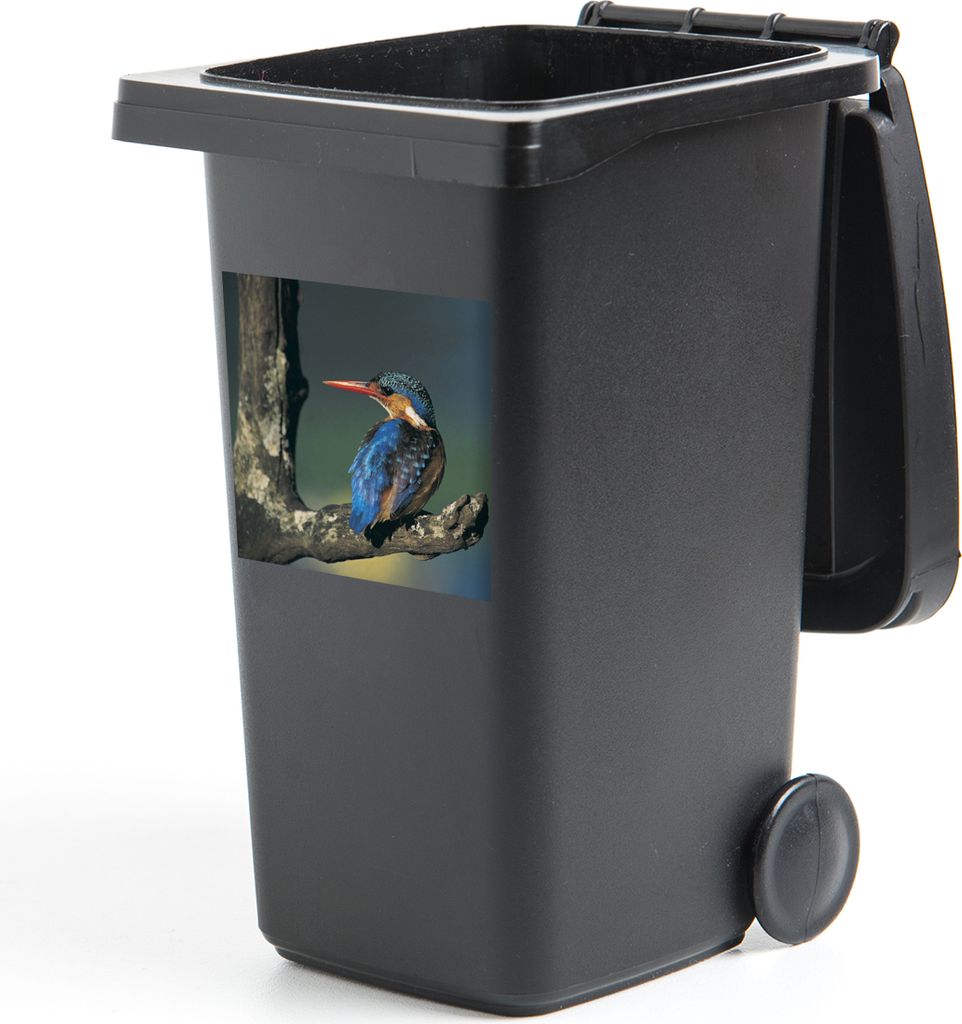 MuchoWow Mülltonnenaufkleber Eisvogel - Tier - Farbenfroh 40x40 cm - Abfall-Aufkleber - Container - für Abfallcontainer