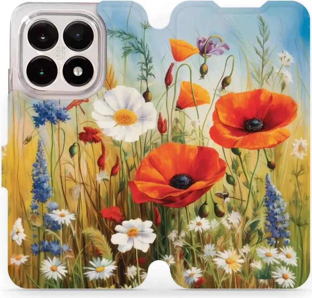 Handyhülle mit klappe für Xiaomi 15T, Mobiwear Book, Wiesenblumen