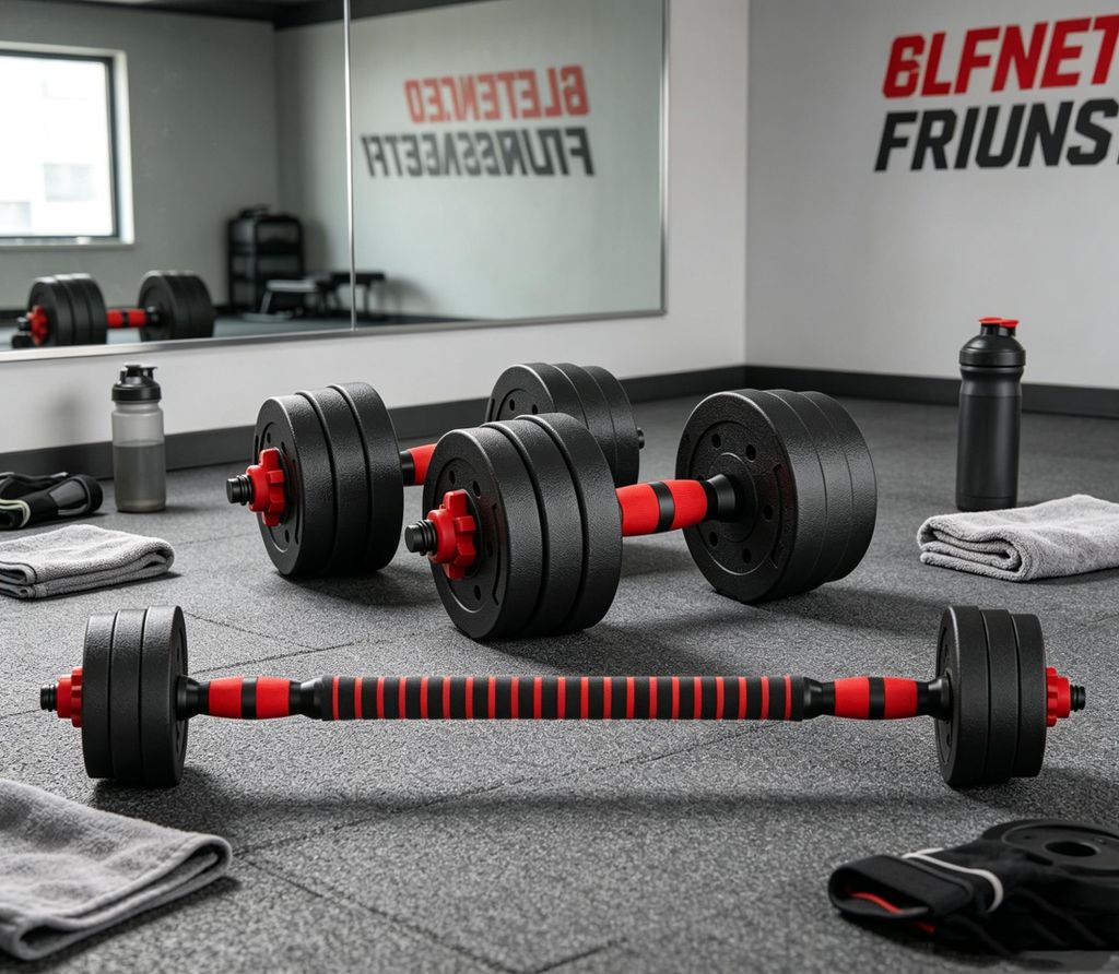 2 in 1 Hanteln Set,Hanteln mit Verbindungsstange,Gewicht 20kg,Kurzhantelset 20kg,für Workout, Fitnesstraining, Gewichtheben für Zuhause, Fitnesss...