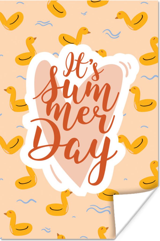 MuchoWow Poster Sommer - Rosa - Gelb 40x60 cm - Plakate für die Wand - Poster Babyzimmer