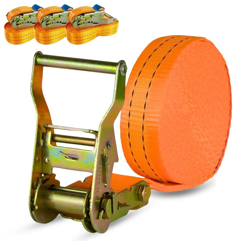 Safetytex 4x Spanngurt 6 Meter 35mm 2000kg einteilig LKW Anhänger Zurrgurt orange