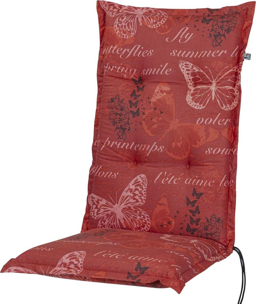 Auflage Hochlehner Bali 2386 rot Schmetterlinge 120x49x8 cm Produktbild 
