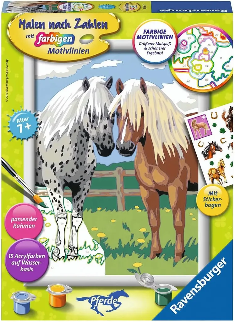 Peinture Numéro d'Art Chevaux Heureux avec Peinture Acrylique Prête