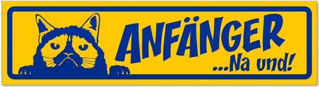 Kiwistar - Autoaufkleber - Blau - 45 x 12 cm - Anfänger NA und Katze invertiert - Hinweis Aufkleber Sticker für Auto, Kfz, Fahrrad, PKW, LKW