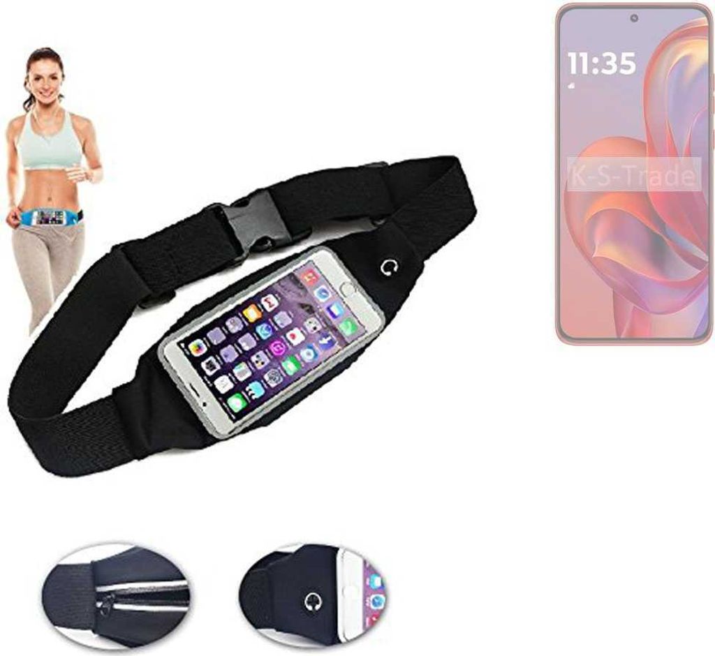 K-S-Trade Jogging-Armband kompatibel mit Motorola Moto S50 Gürteltasche Umhängetasche Bauchtasche schwarz Sport Running Jogging Fitness Laufen
