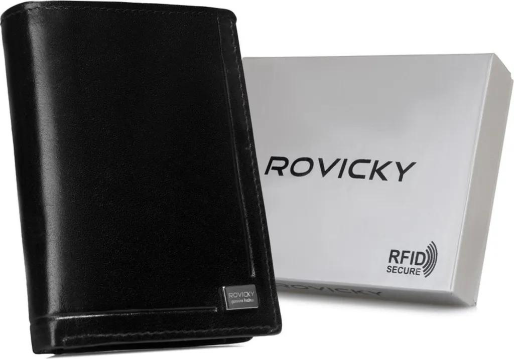 Regalo Uomo Portafoglio Rovicky CPR125BAR Vera Pelle con Box