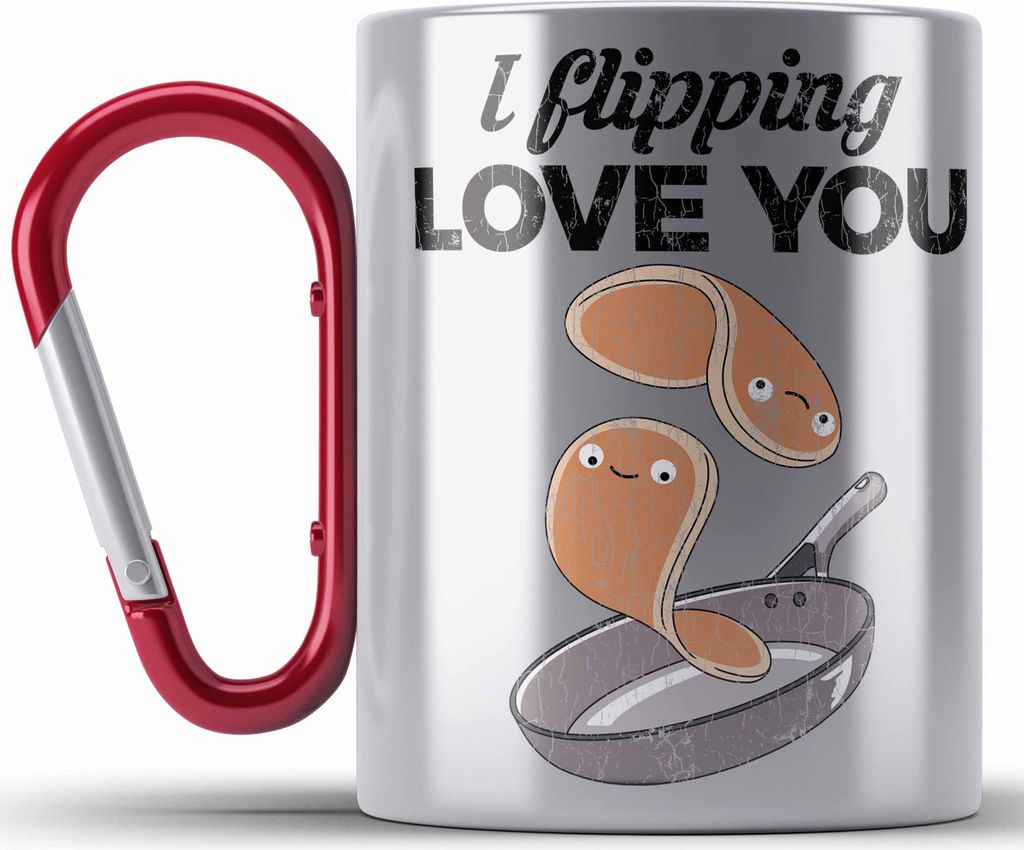 Trendation - Edelstahl Tasse Karabiner Valentinstag Geschenk Für Sie Ihn Liebe Spruch Geschenkidee (Rot)