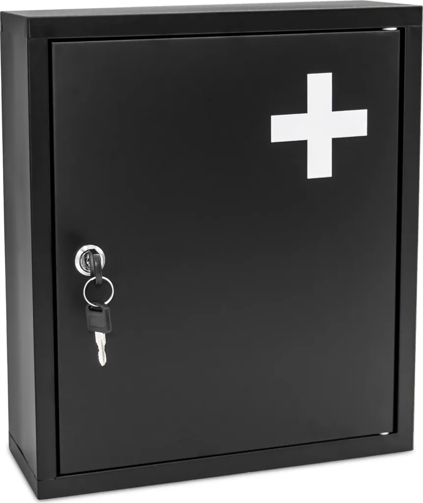 Armoire à pharmacie noire 36x31x11cm pour organiser et sécuriser vos remèdes