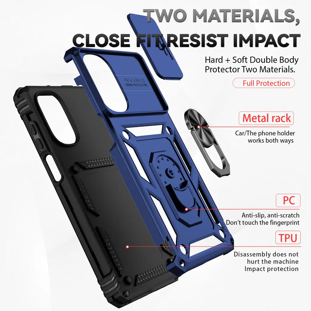 Custodia Motorola Moto G62 5G Blu: Protezione Fotocamera e Anello Stand - 4