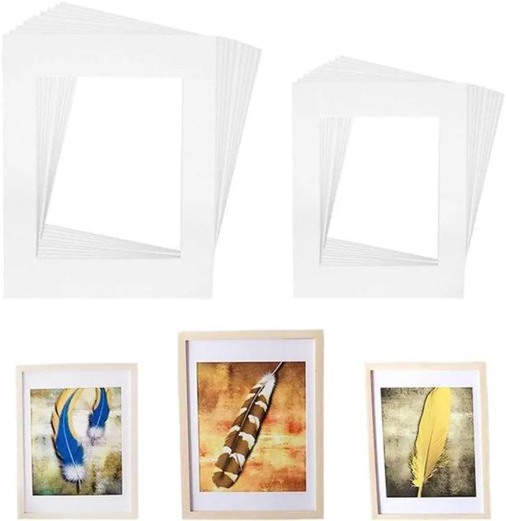 Lot de 20 cadres photo blancs pour exposition - 2 tailles avec bordure