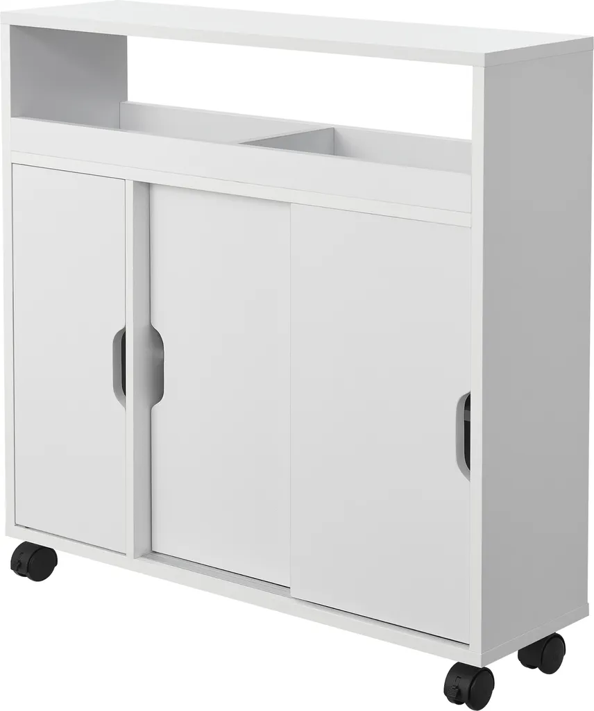 Armoire multi-usage Lumijoki blanche en bois avec rangements coulissants - 3
