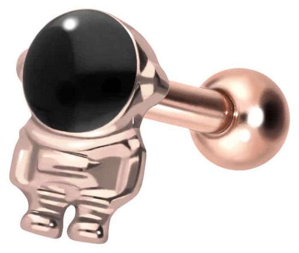 Ohrpiercing Titan Ohrpiercing mit Innengewinde ASTRONAUT RoséGold Stablänge: 6mm