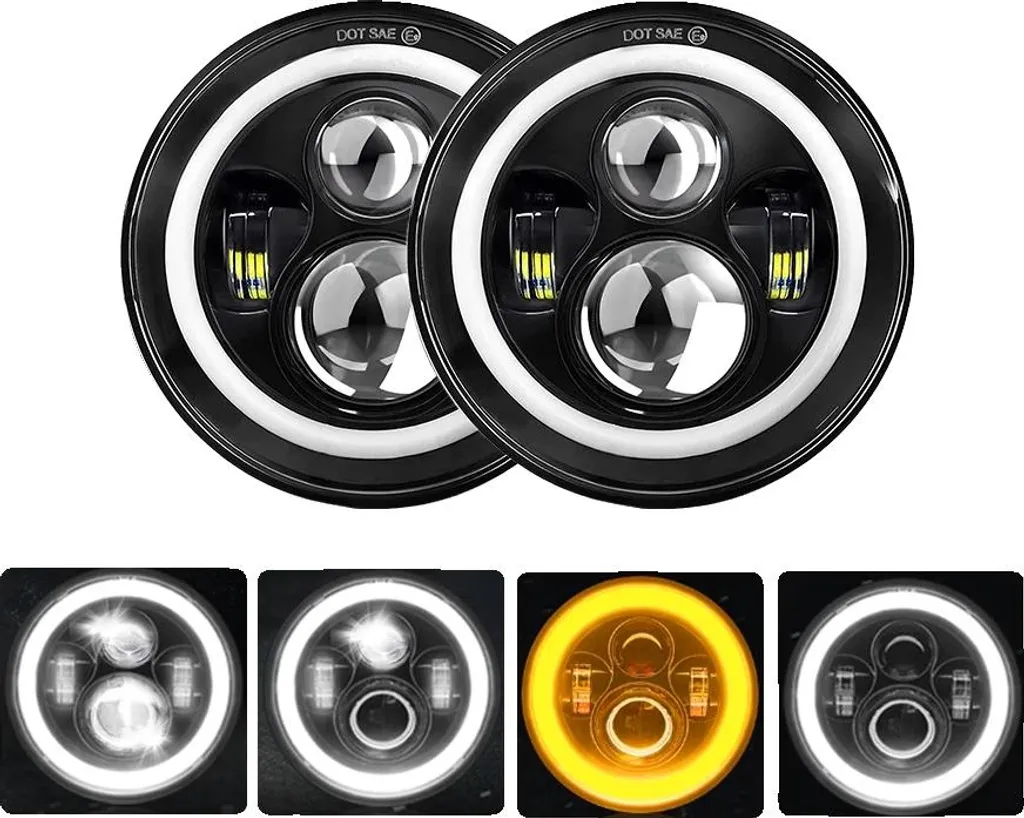 Faro 7 Pollici Rotondo LED Bicolor - Luce High/Low Beam
