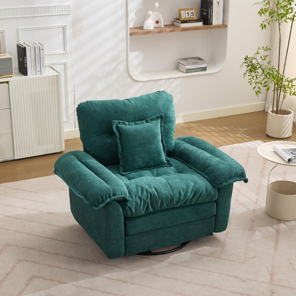 Chenille Drehfunktion-Sessel, Grün, 360°, Oversized