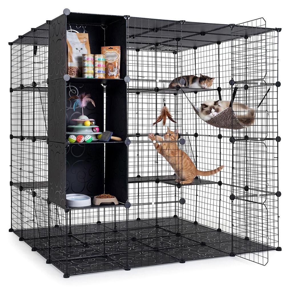 COSTWAY Modulární klec pro kočky, 144x144x142 cm, skládací Obrázek produktu 