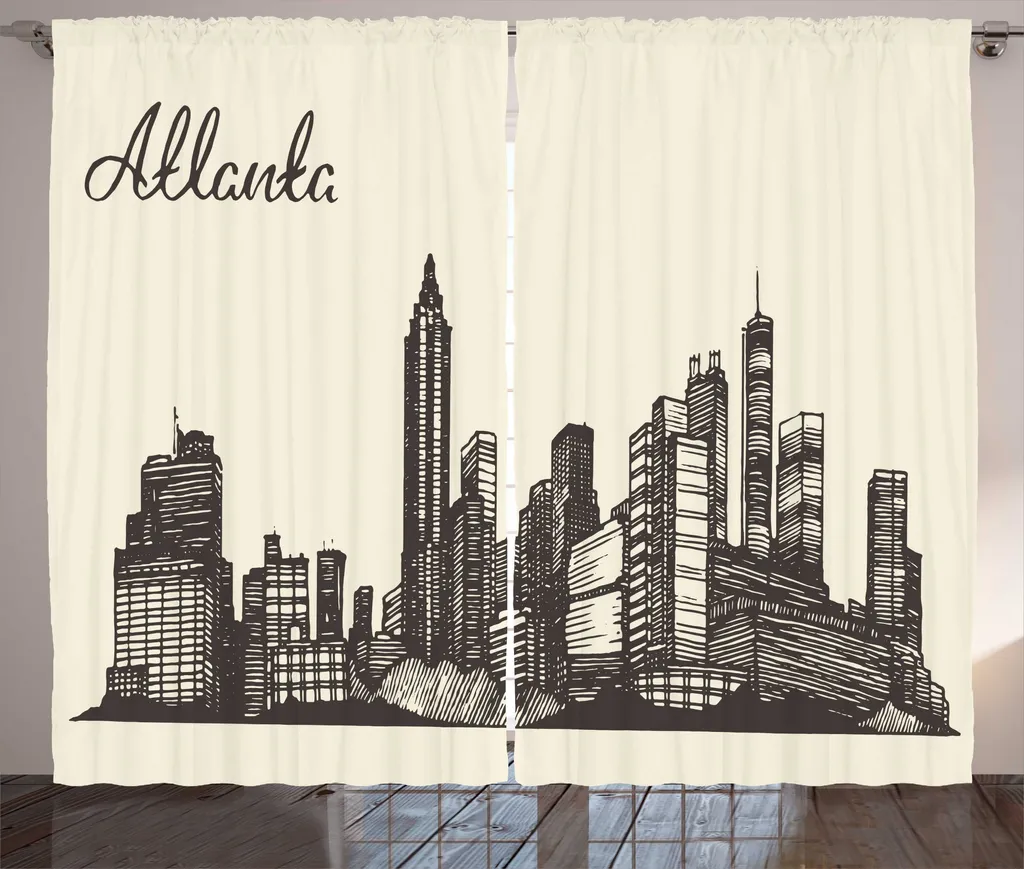 Rideau à Fronces Skyline Urbaine Grunge pour Chambre à Coucher 280x225