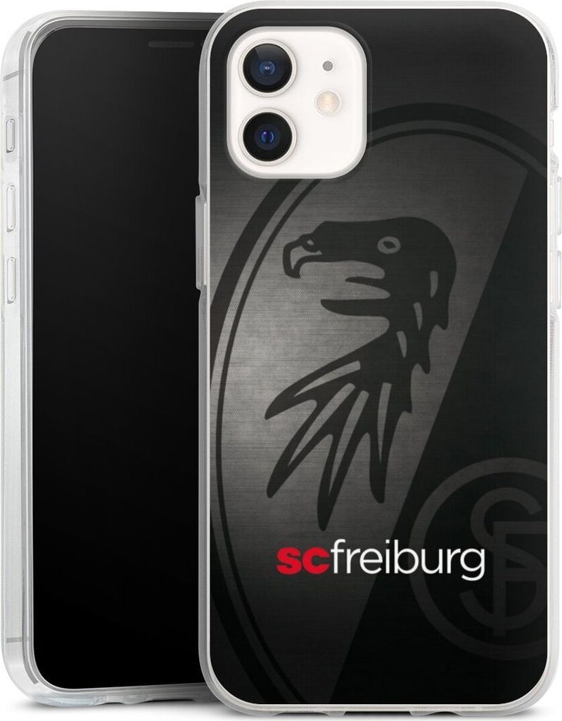 DeinDesign Handyhülle für Apple iPhone 12 Pro Silikon Hülle Case Smartphone Schutzhülle Metallic Look Offizielles Lizenzprodukt SC Freiburg