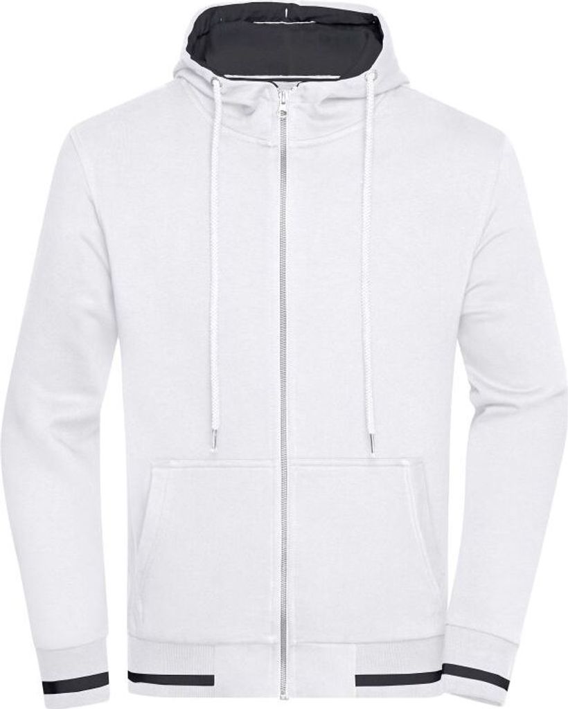 Sweat-Jacke mit Reißverschluss und Kapuze white/navy, Gr. S