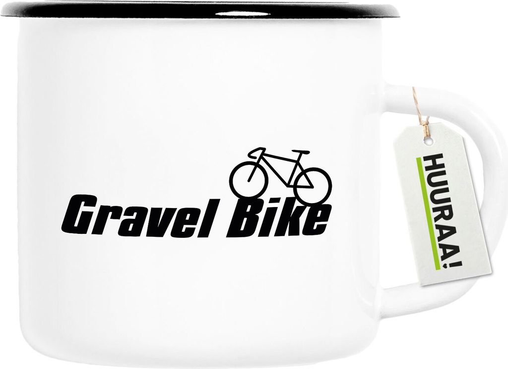 Huuraa Emaille Tasse Gravel Bike Fahrrad Geschenk 300ml Vintage Emaille Becher Gravel Bike Geschenkidee