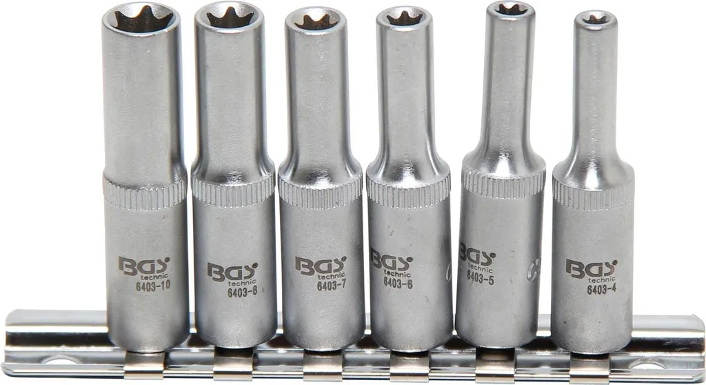 Set Bussole Lunghe BGS 6403 Profilo E E4-E10 Attacco 1/4 Pollici - 8