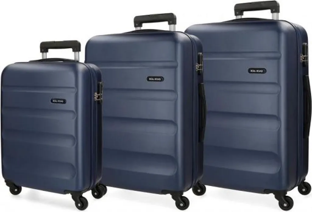 Set de 3 Valises Rigides ROLL ROAD Flex Bleu Marine 55 65 75 cm Kit