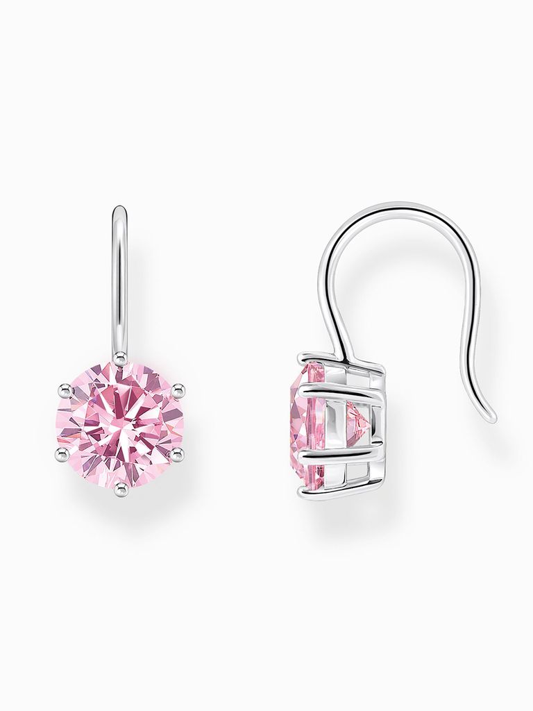 Thomas Sabo Ohrhänger Mit Großem Pinken Zirkonia Silber H2287-051-9