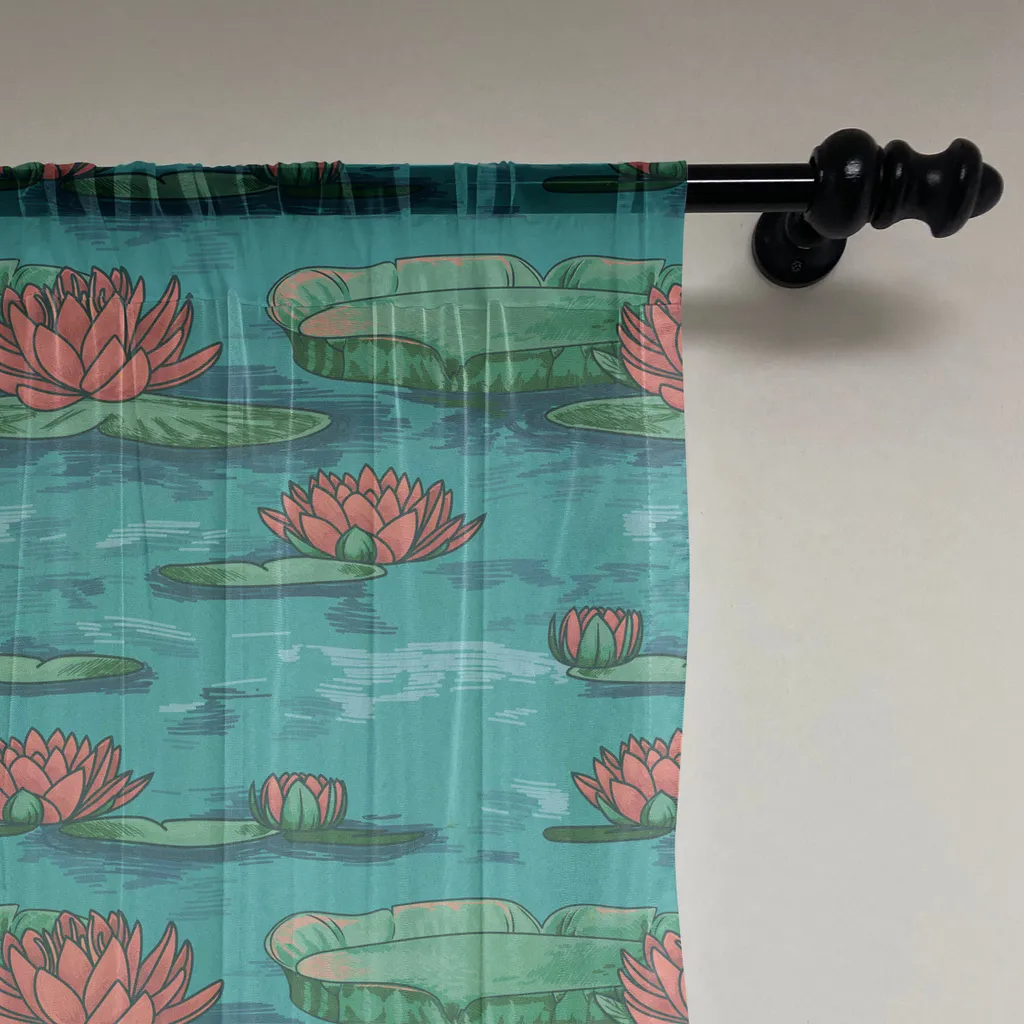 Tenture murale fleur de lotus et nénuphar motif asiatique en satin