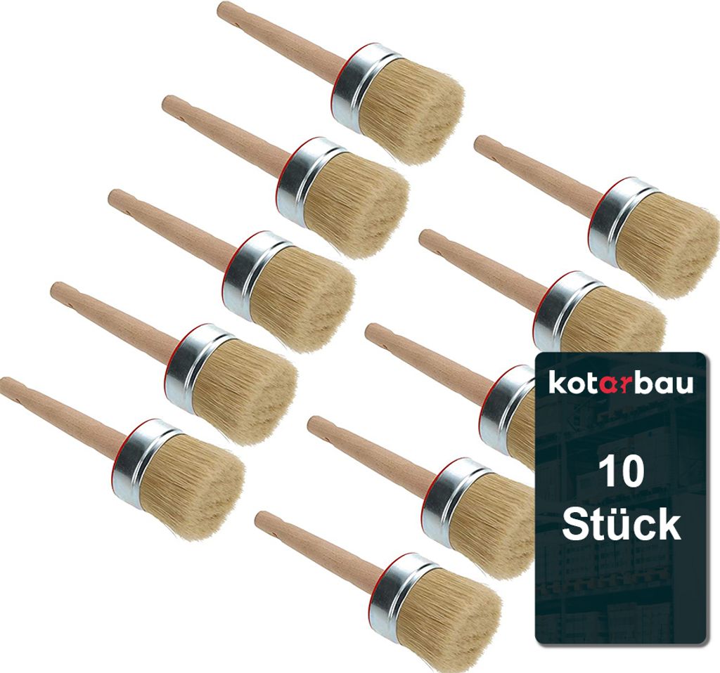 KOTARBAU 10er Set Rundpinsel 70 mm Ringpinsel Lasurpinsel Lackierpinsel Malerpinsel Holzpinsel für Renovierungsarbeiten