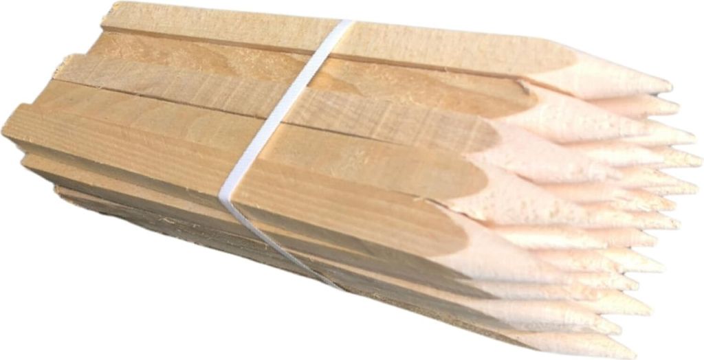 Holzpfähle Buchenholz Quadratisch 50 Stück - Längen 80 cm Holzpflöcke für Markierungen Spitze Tomatenstäbe Pflanzstäbe Tomaten Rankhilfe 25x...