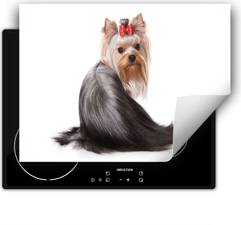 DarHaus Herdabdeckplatte 80x52 cm Anti Rutsch Matte Aufrollbar, weiß - Hund