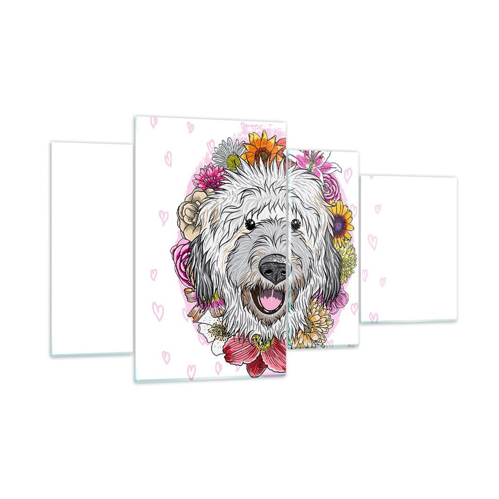 Bilder auf glas - Hund Blumen Kinder exotische - 120x70cm - Glasbilder - Wandbilder - Kunstdruck - zum Aufhängen bereit - Wanddekoration aus Glas ...