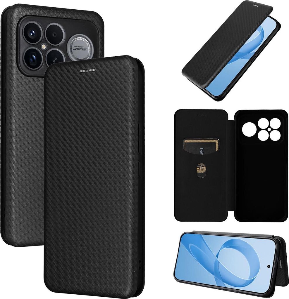 Kunstleren hoesje voor Xiaomi Poco F8 Ultra, met carbon Productafbeelding 