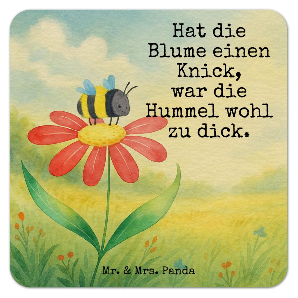 Mr. & Mrs. Panda Tassenuntersetzer Hummel Blume Design 50er Set - Weiß - Geschenk, Natur, gläseruntersetzer, Wespe, Hummeln, Getränkeuntersetzer...