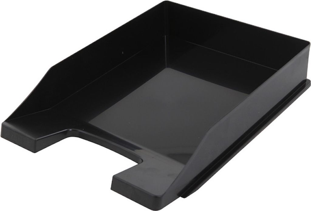 Stapelbare Briefablage aus Kunststoff | HxBxT 6,5x25,5x34,8cm | Bis DIN A4-Format | 10 Stück | Schwarz
