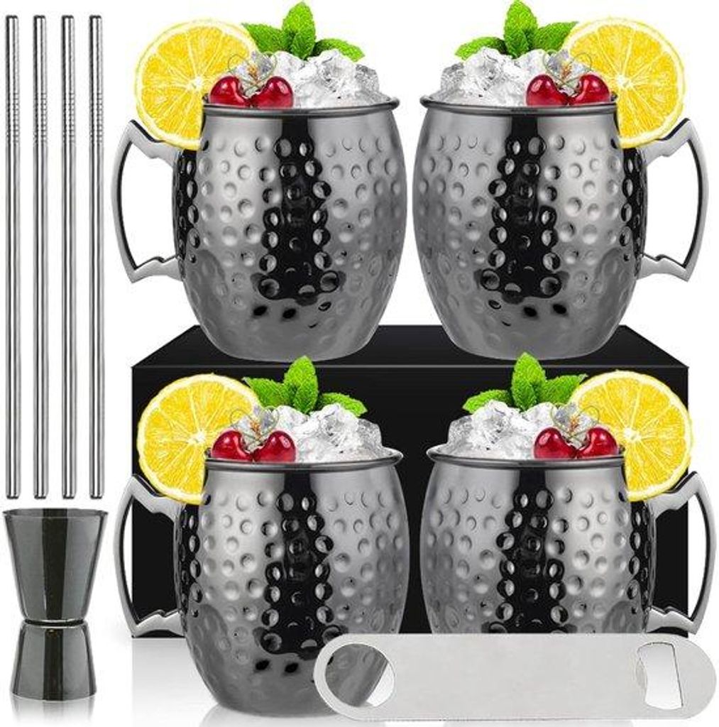Stahl-Moskwa-Mug-Set - 4-teilig - 18oz - Glanzend