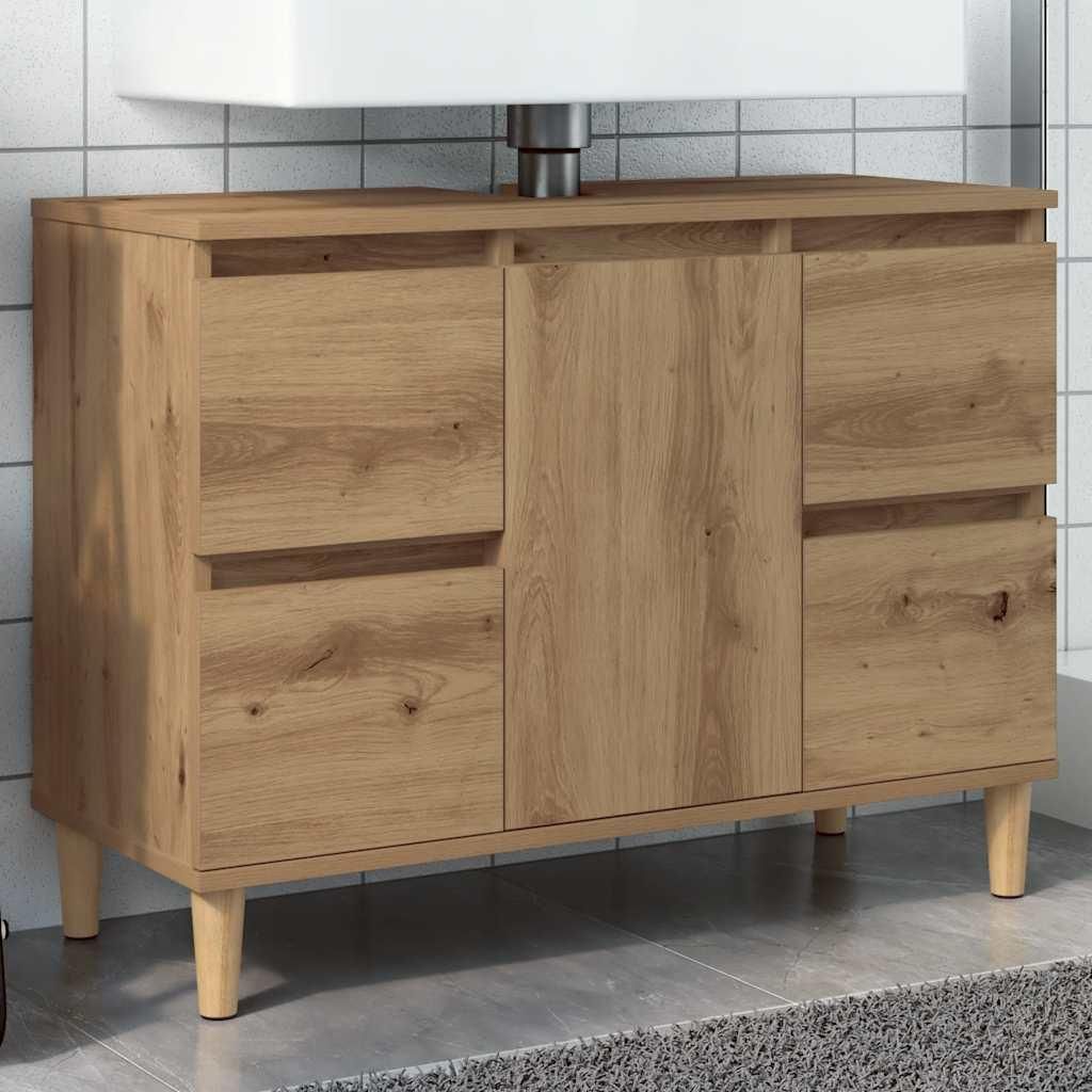 Armoire sous lavabo Artisan-Chêne 80x33x60 cm Matériau bois Image du produit 