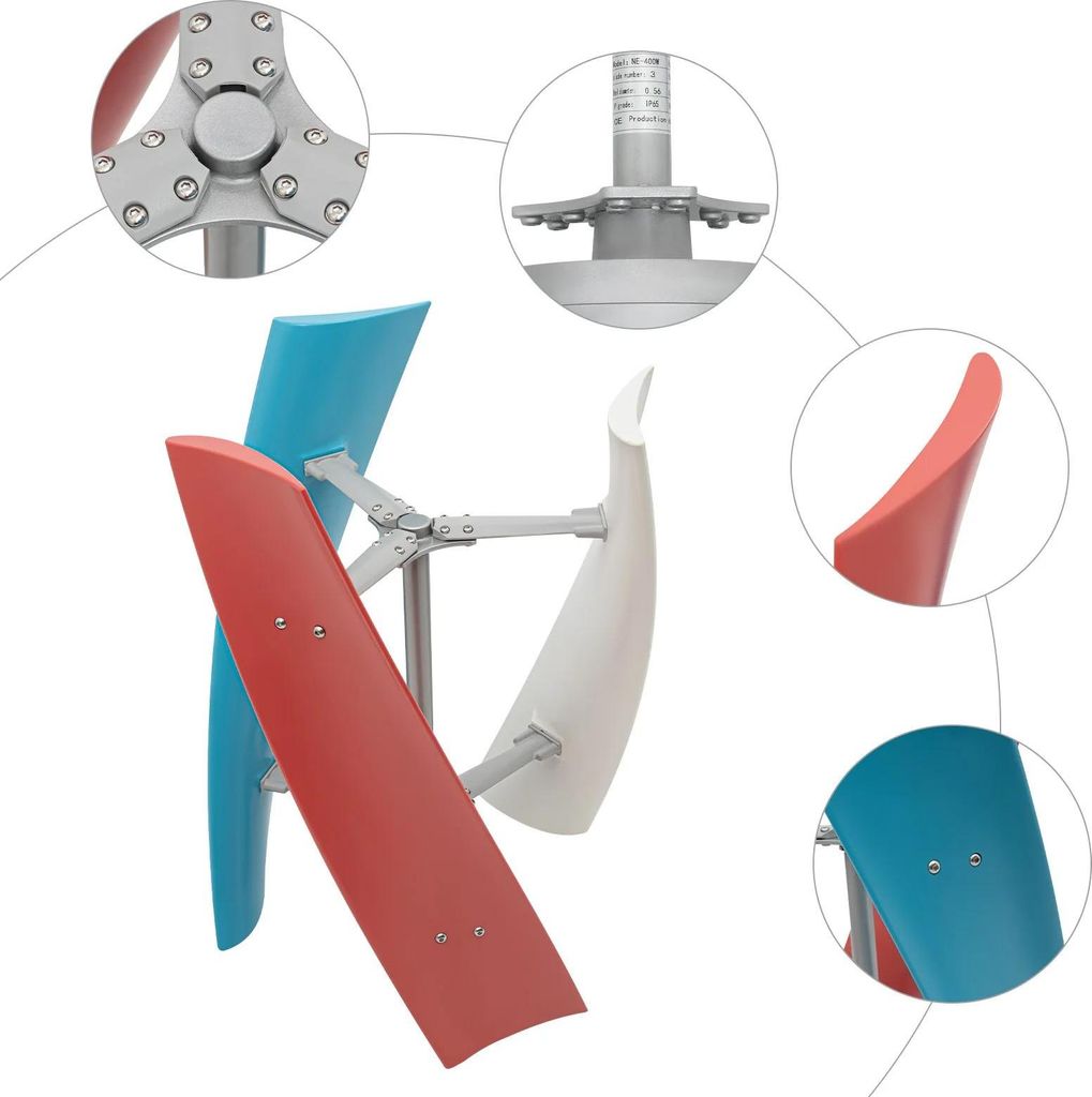 Vertikale Windkraftanlage - Windgenerator 400W 24V - Maglev-Windturbine - Komplettset mit Laderegler für Garten und Dach