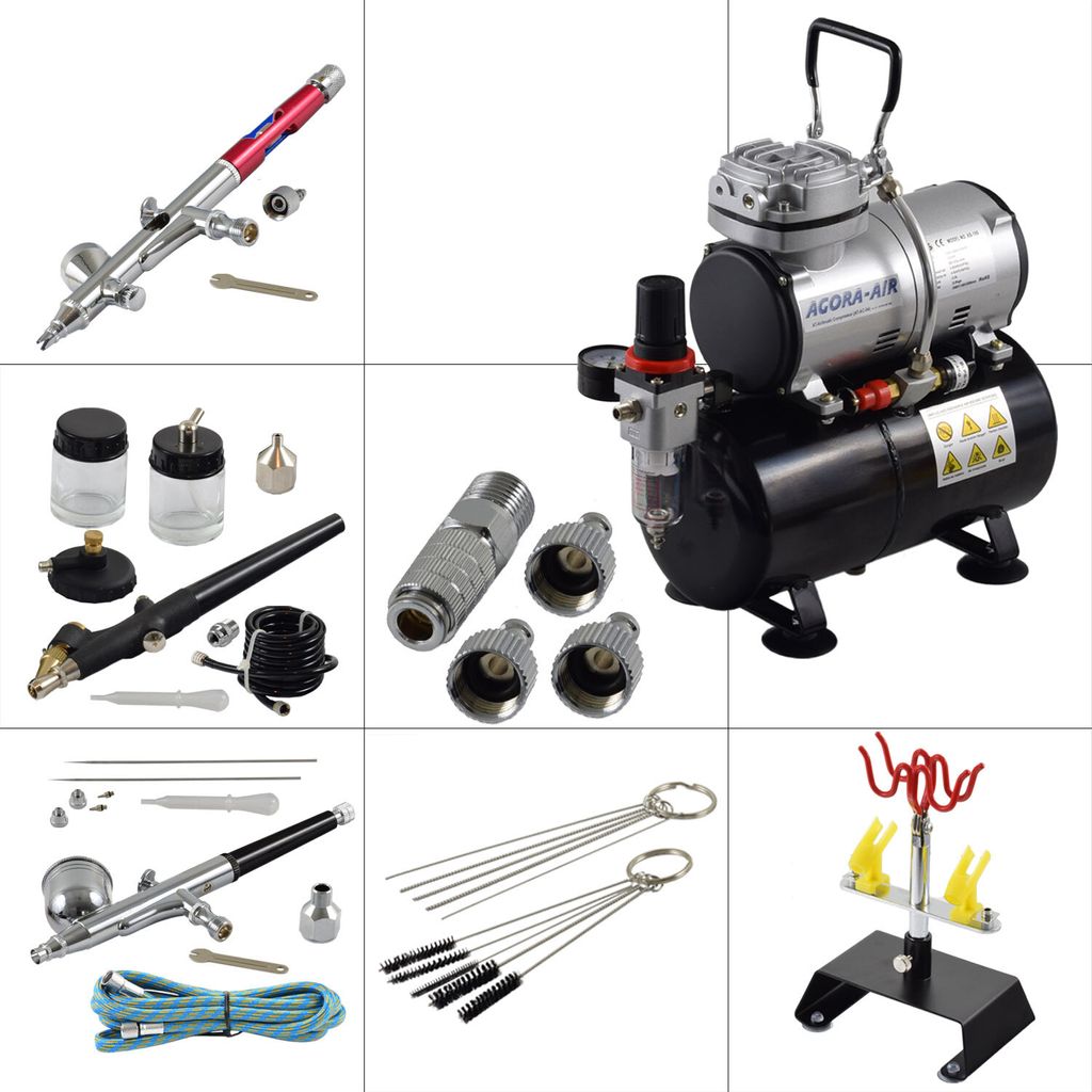 Agora-Tec® Airbrush Set PROFI K1 red Produktbild 