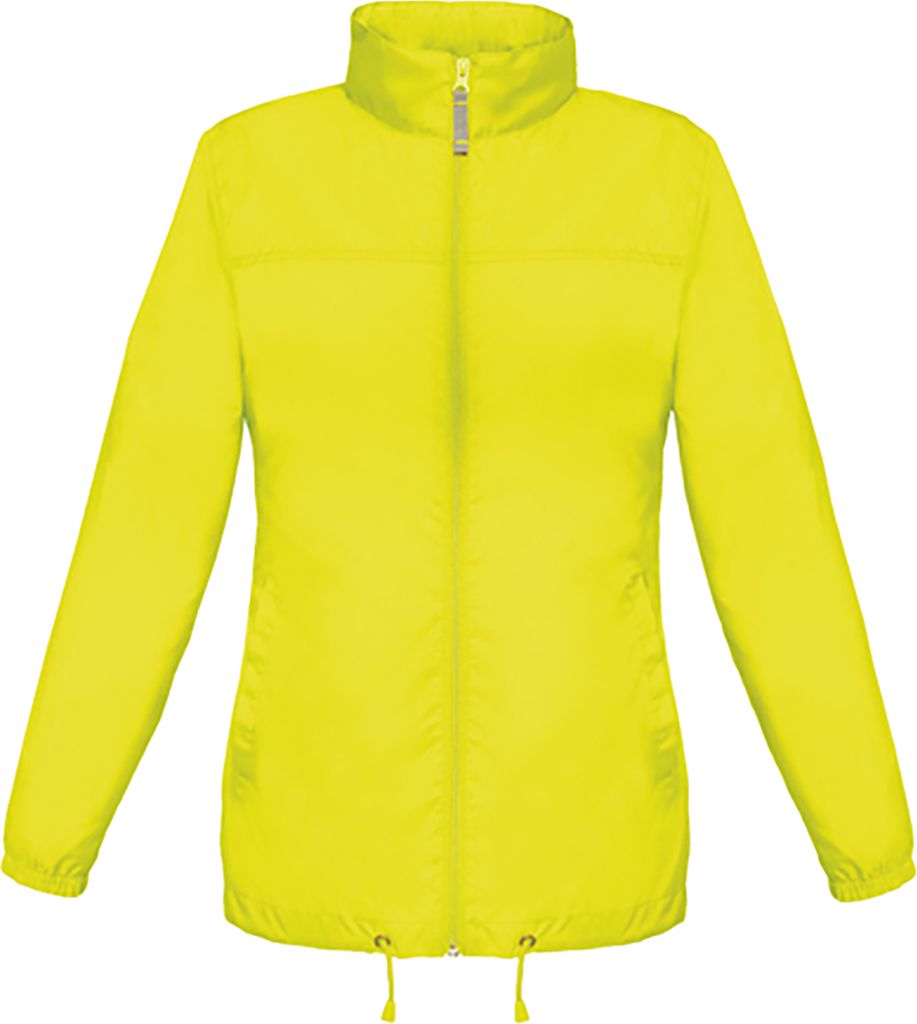 B&C Damen Windbreaker Jacke Windjacke Steppjacke Stehkragen Regenjacke, Größe:2XL, Farbe:Ultra Yellow