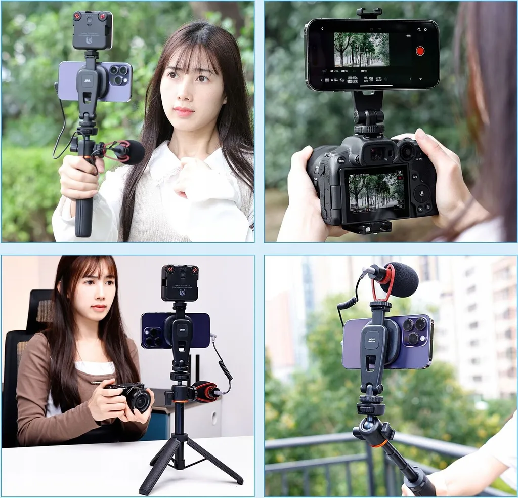 Support trépied MagSafe iPhone pour vlogging avec double griffe flash - 7