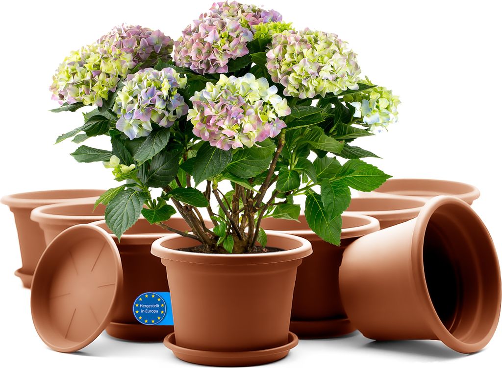BigDean 8 Stück Blumentopf mit Untersetzer rund ø 20 cm Produktbild 