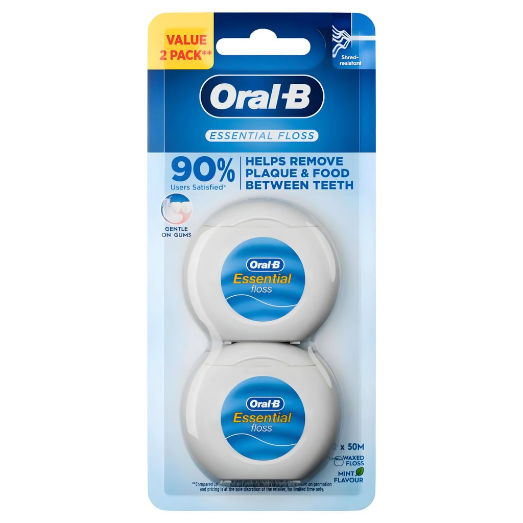 Oral-B Essential Floss Zahnseide – Mint gewachst – 100 m – Duo Pack
