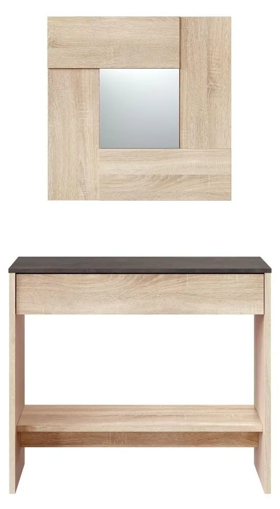 Meuble d'entrée avec miroir intégré Oxys L92 cm style contemporain chic